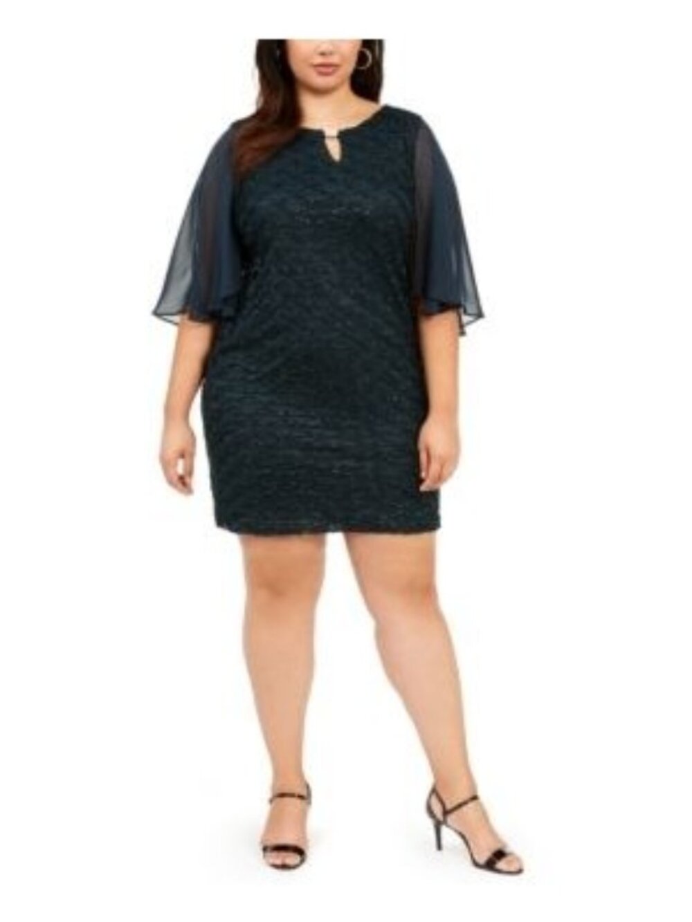 CONNECTED APPAREL Womens Flutter Sleeve Cocktail Sheath Dress Green Size 20W NWT